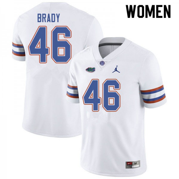 Jordan Brand Women #46 John Brady Florida Gators College Football Jersey White